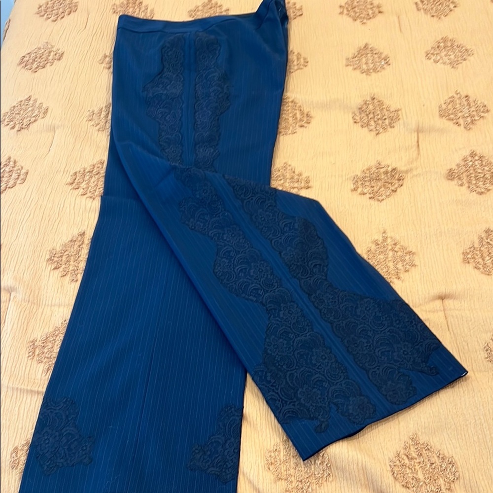Express, stretch Elegant navy Blue Patterned Pants
